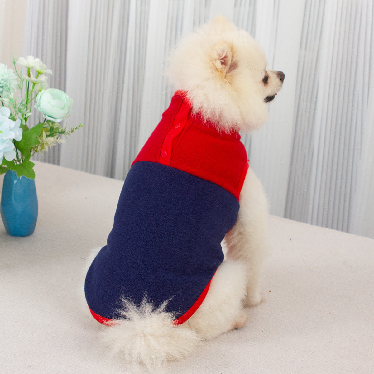 HKM-5371581 Fluffy Stand Collar Jacket in Contrast Colors for All Occasions