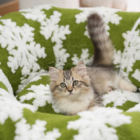HKM-5373245 Cozy Green Snowflakes Pet Tunnel Bed for Cats