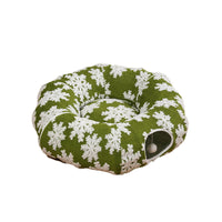HKM-5373245 Cozy Green Snowflakes Pet Tunnel Bed for Cats