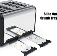 HKM-537491 Stainless Steel 4 Slice Electric Toaster with Automatic Pop-Up Function