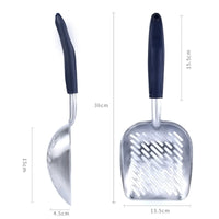 HKM-5375165 Large Aluminum Alloy Cat Litter Shovel - Gray and Black - Convenient Cat Care Tool (36x15.5x15.5cm)