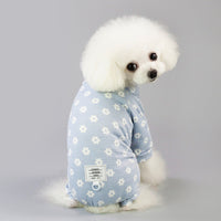HKM-5375549 Small Daisy Four-Leg Pants for Dogs in Blue and Pink - Casual Cotton Pet Clothing