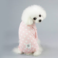 HKM-5375549 Small Daisy Four-Leg Pants for Dogs in Blue and Pink - Casual Cotton Pet Clothing