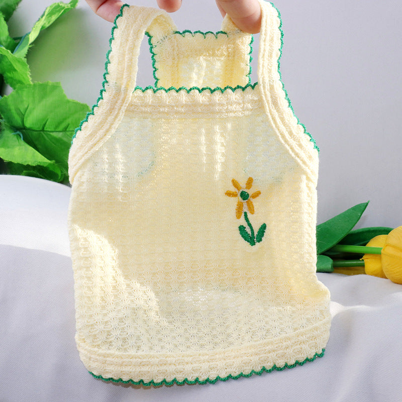 HKM-5376573 Cute Cartoon Vest for Small Dogs and Cats in Yellow, Pink, and Green - Various Sizes Available