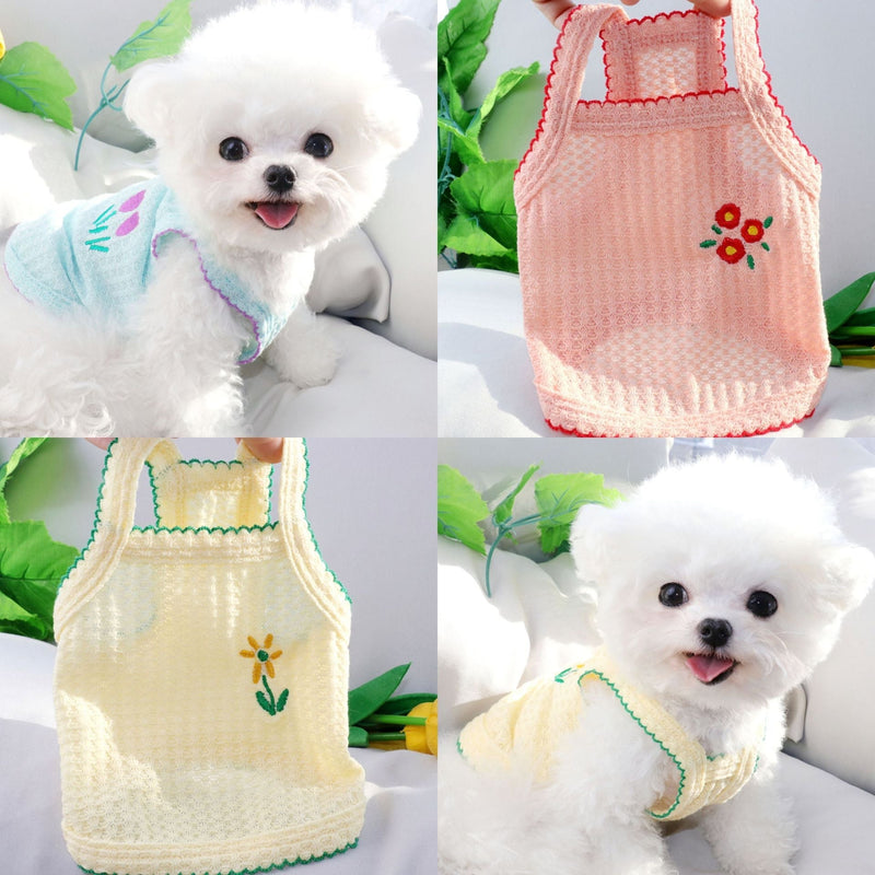 HKM-5376573 Cute Cartoon Vest for Small Dogs and Cats in Yellow, Pink, and Green - Various Sizes Available