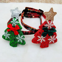 HKM-5376957 Christmas Snowflake Pattern Canvas Pet Collar in Red and Green, Adjustable Size S/M
