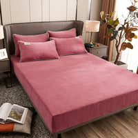 HKM-537747 Soft Crystal Velvet Fitted Bed Cover with Rhinestone Accents - Multiple Sizes Available
