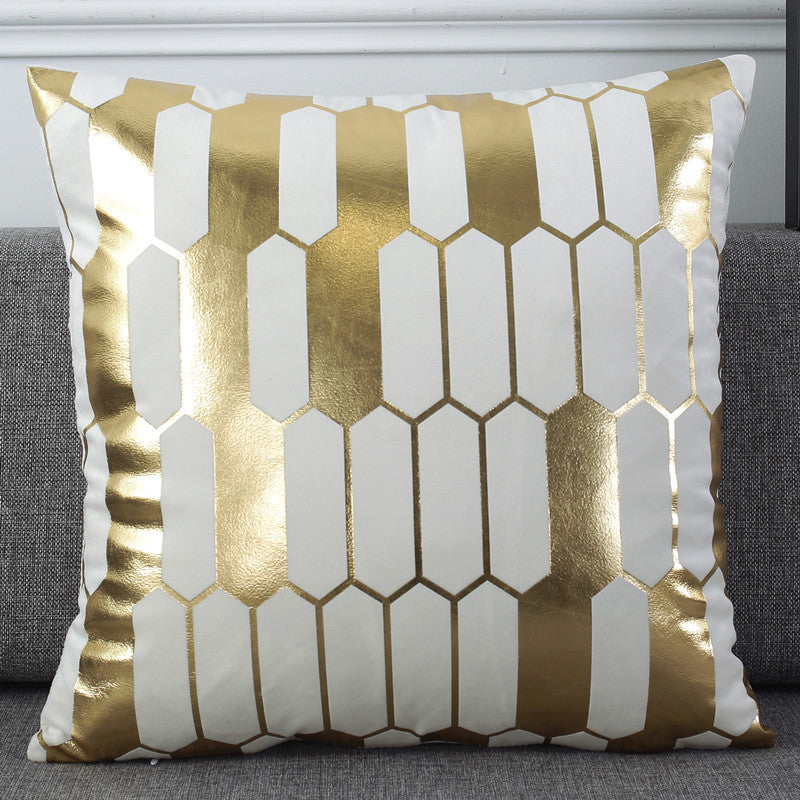 HKM-537811 Holland Velvet Geometric Bronzing Pillowcase - 45x45 cm, Light Luxury Decor for Any Space