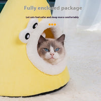 HKM-5378237 Universal Yellow Dinosaur-Shaped Cat Nest for Cozy Comfort and Warmth