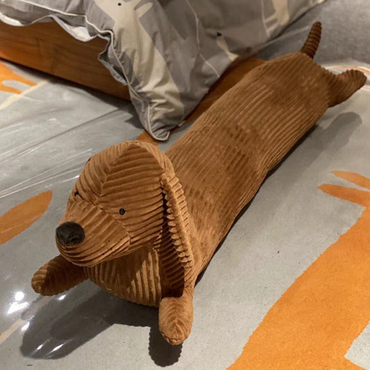 HKM-537875 Cute Brown Short-Legged Dachshund Decorative Pillow - Soft Plush Cushion with Cotton Filling