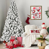HKM-537875 Pre-Lit Flocked Artificial Christmas Tree in 5ft, 6ft, 8ft, and 9ft Sizes with Premium PVC Branches and Built-in Lights