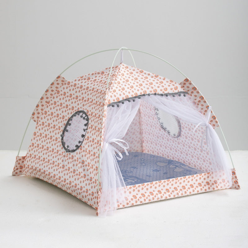 HKM-5379005 Lightweight Summer Cat Tent Bed - Four-Season Design in Durable Cloth, Multiple Colors Available