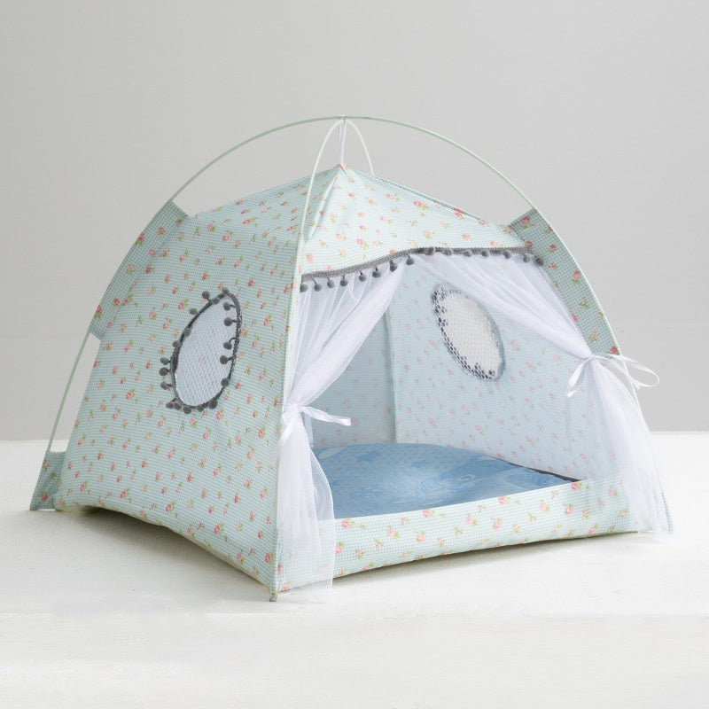 HKM-5379005 Lightweight Summer Cat Tent Bed - Four-Season Design in Durable Cloth, Multiple Colors Available