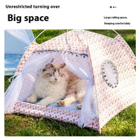 HKM-5379005 Lightweight Summer Cat Tent Bed - Four-Season Design in Durable Cloth, Multiple Colors Available