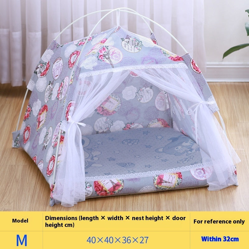 HKM-5379005 Lightweight Summer Cat Tent Bed - Four-Season Design in Durable Cloth, Multiple Colors Available