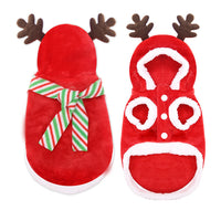 HKM-5379133 Adorable Christmas Dog Sweater with Green Scarf - Cozy Winter Outfit for Pets