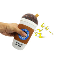 HKM-5379773 Interactive Plush Dog Toy - Milk Tea Cup Design, Nylon Cloth, Light and Coffee Colors