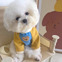 HKM-5380029 Korean Style Pet Pullover Sweater for Poodles in Blue & Yellow or Pink & Purple Bear Designs