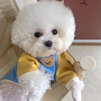 HKM-5380029 Korean Style Pet Pullover Sweater for Poodles in Blue & Yellow or Pink & Purple Bear Designs