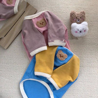 HKM-5380029 Korean Style Pet Pullover Sweater for Poodles in Blue & Yellow or Pink & Purple Bear Designs