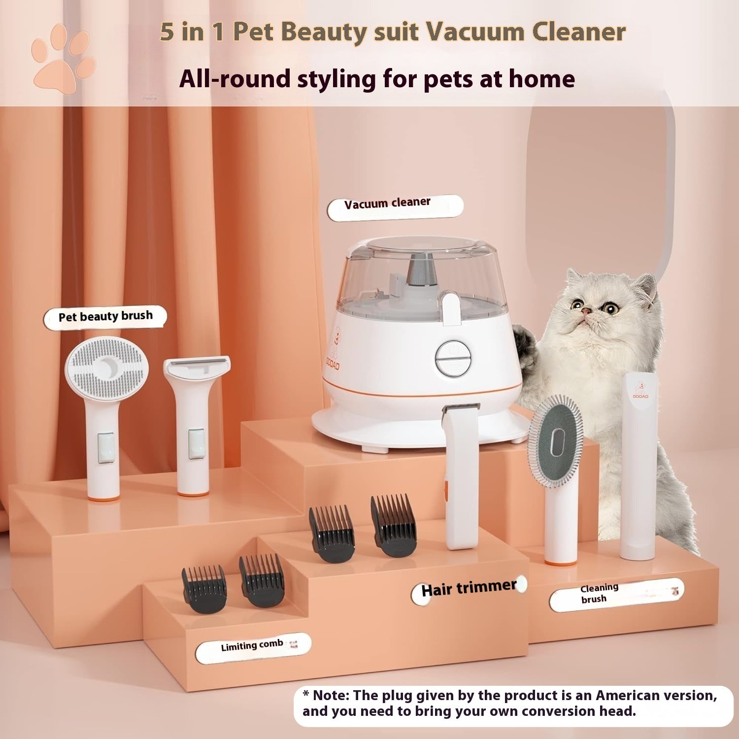 HKM-5380541 Multifunctional Pet Hair Conditioner Suit for Dogs - Orange ABS Material
