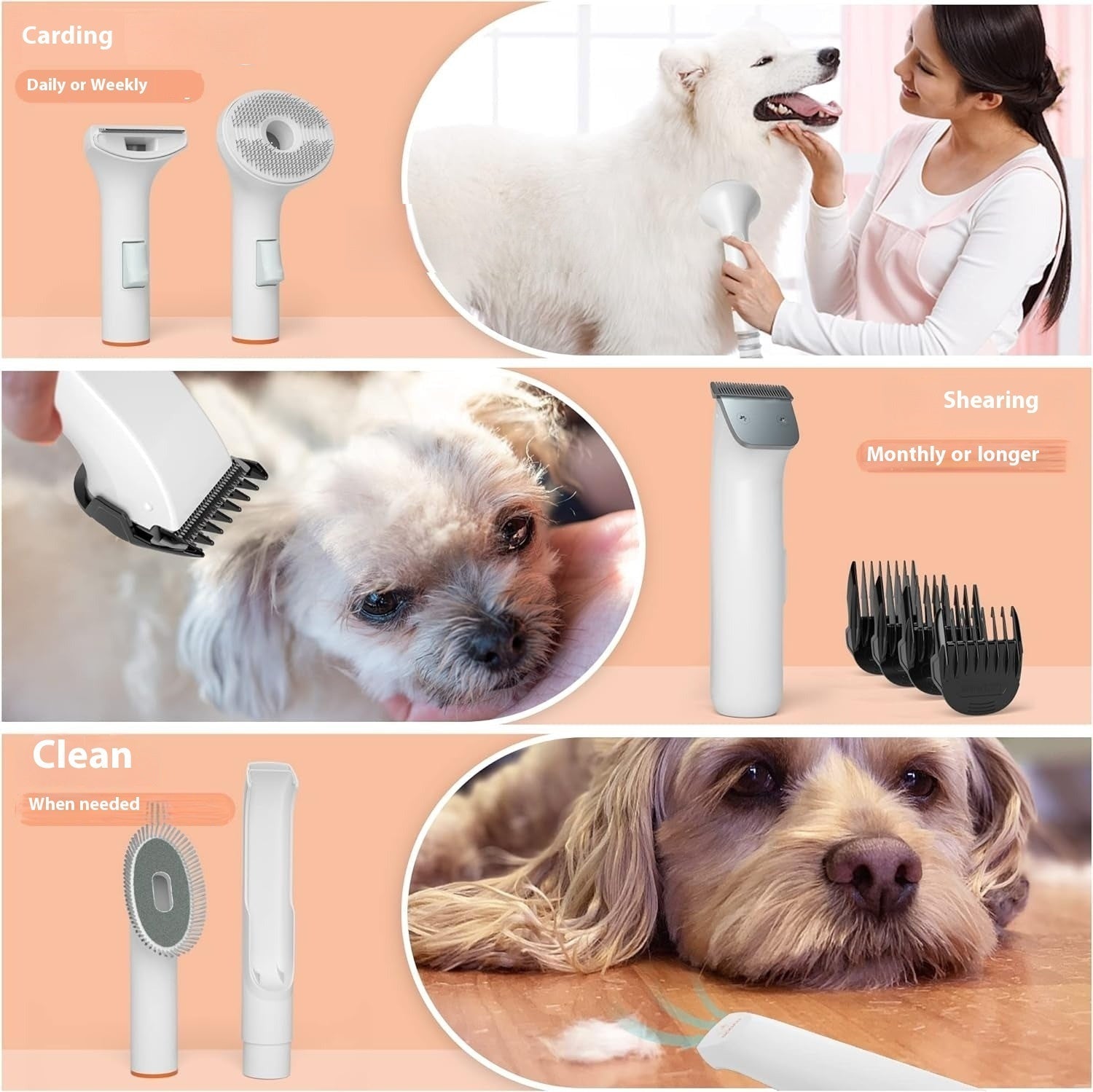 HKM-5380541 Multifunctional Pet Hair Conditioner Suit for Dogs - Orange ABS Material
