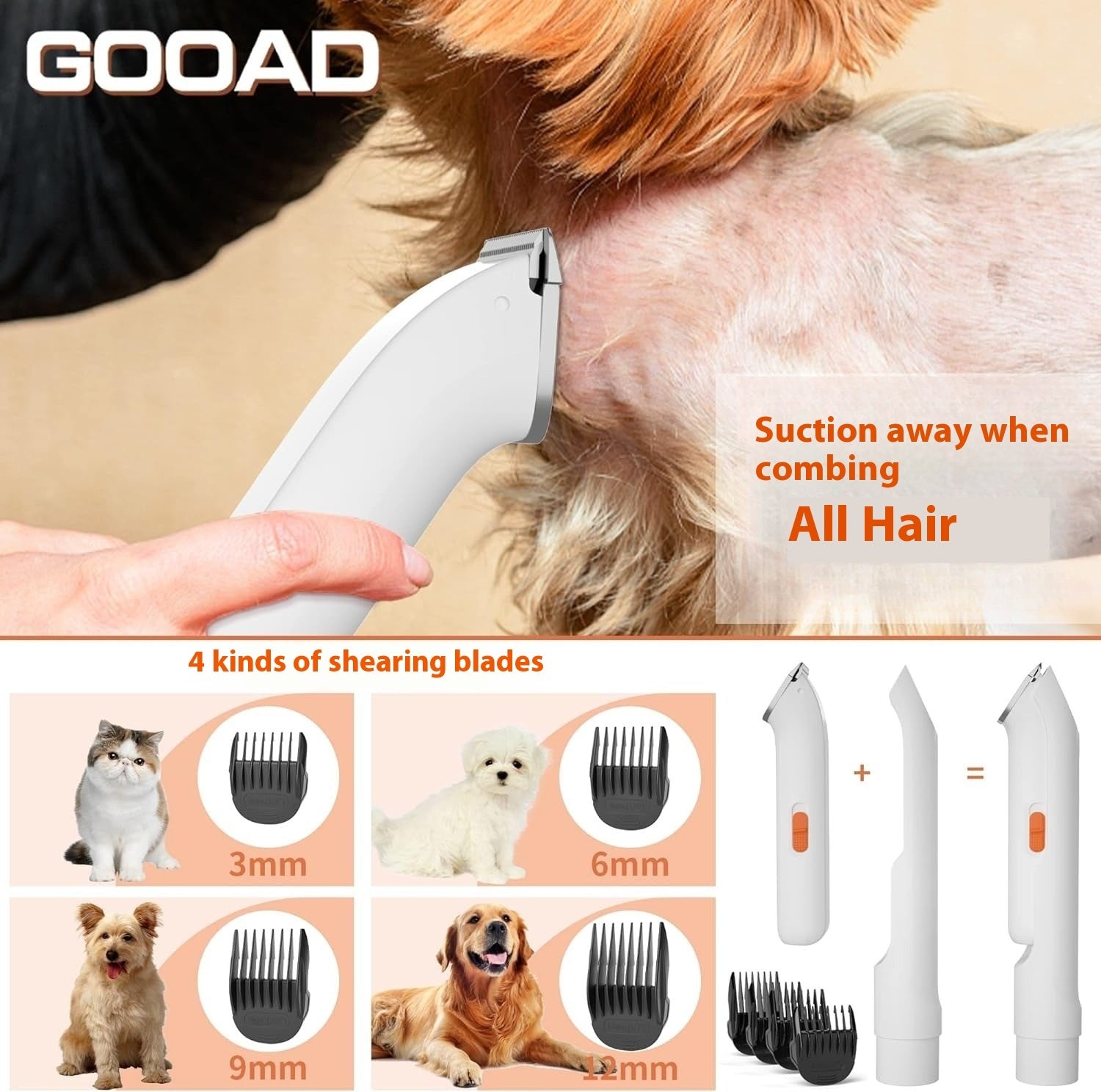 HKM-5380541 Multifunctional Pet Hair Conditioner Suit for Dogs - Orange ABS Material