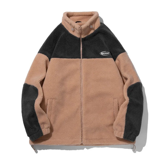 HKM-538131 Men's Lamb Fleece and Thick Cotton Stand Collar Puffer Jacket Winter Clothing for Men Finished Product Clothing