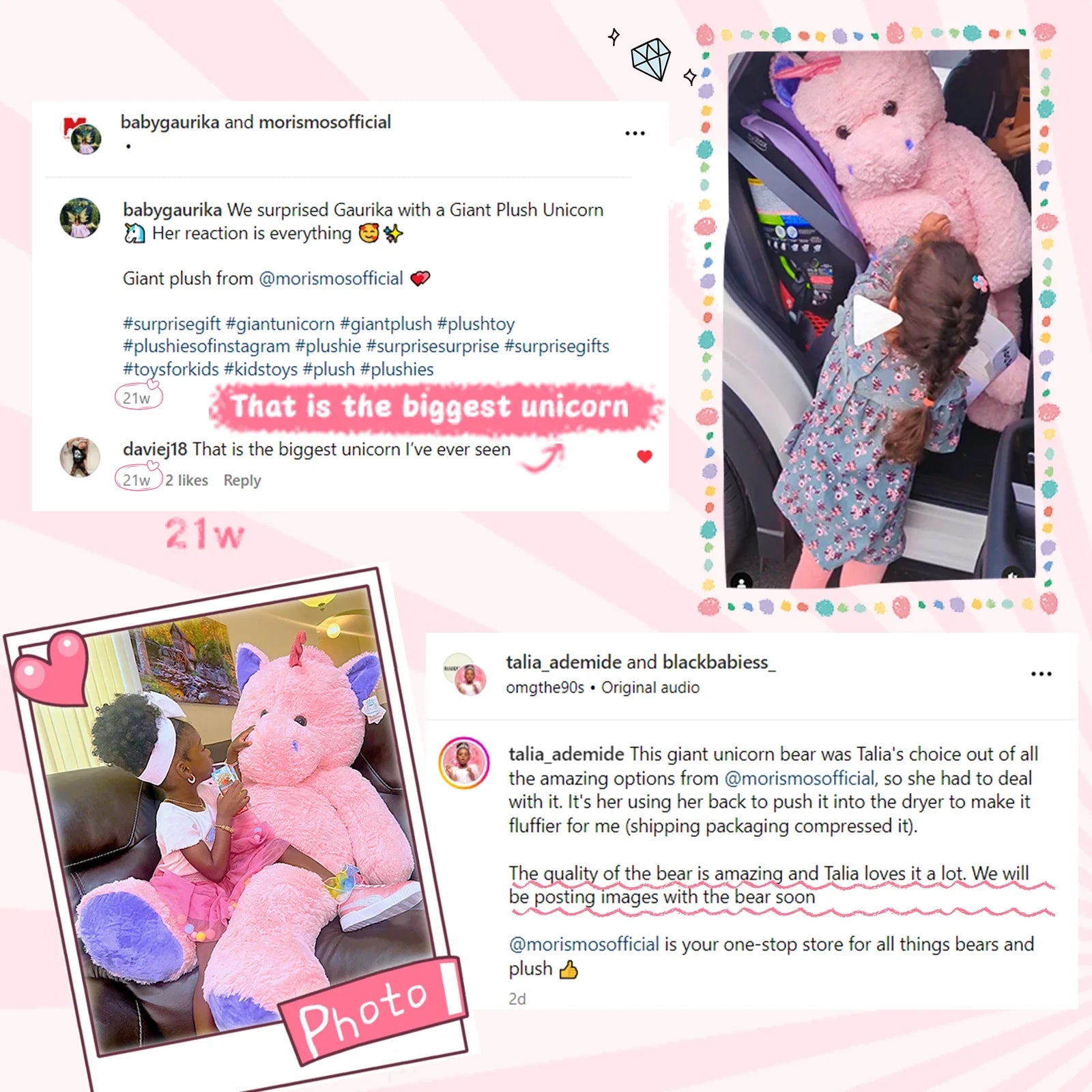 HKM-538195 Giant 43-Inch Beige Plush Unicorn Toy for Girls' Birthdays and Gifts