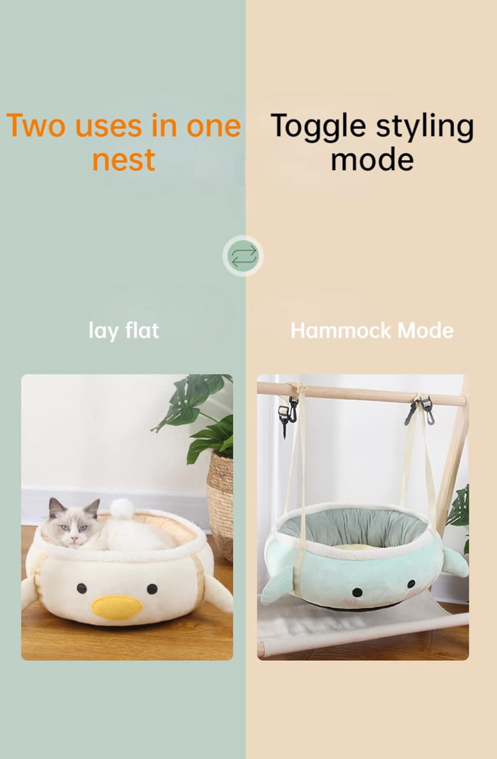 HKM-5382205 Dinosaur Shape Cat Bed and Hammock – Cute & Comfortable Pet Sofa for Small Cats and Dogs