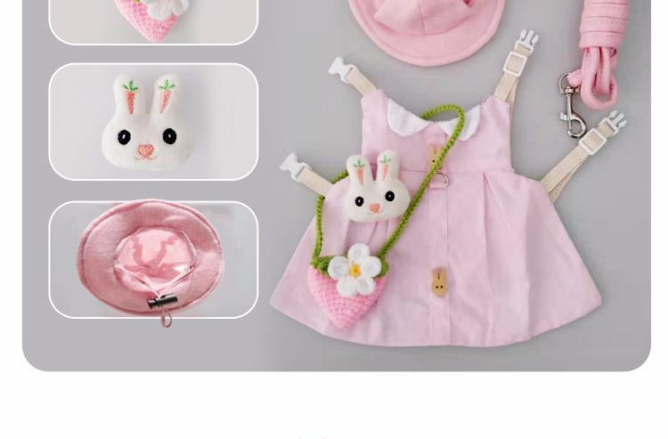 HKM-5383101 Cute Cotton Rabbit Harness and Leash Set for Small Pets