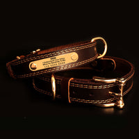 HKM-5384509 Genuine Leather Dog Collar with Adjustable Fit and Engraved Nameplate for All Dogs