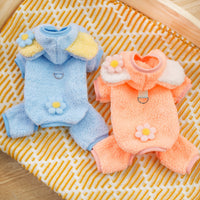 HKM-5385277 Fleece-Lined Four-Legged Pet Outfits for Dogs and Cats in Blue or Orange-Pink Bear Designs