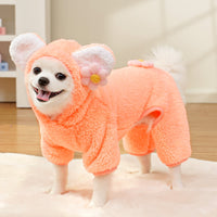 HKM-5385277 Fleece-Lined Four-Legged Pet Outfits for Dogs and Cats in Blue or Orange-Pink Bear Designs