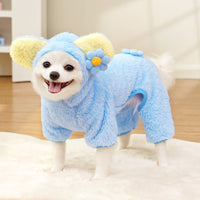 HKM-5385277 Fleece-Lined Four-Legged Pet Outfits for Dogs and Cats in Blue or Orange-Pink Bear Designs