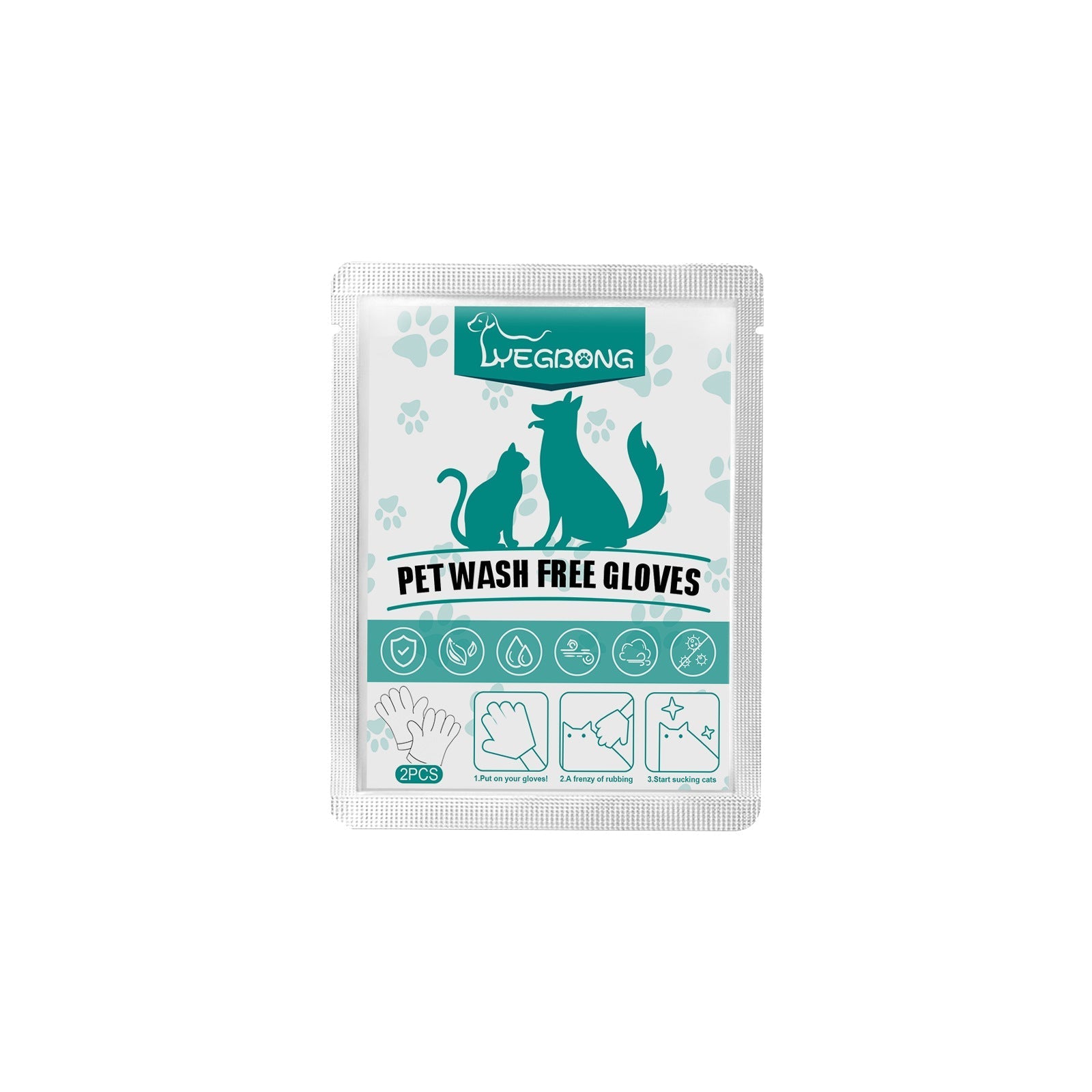 HKM-5386301 Pet Wash-Free Disposable Gloves for Dogs and Cats ¨C 2-Pack