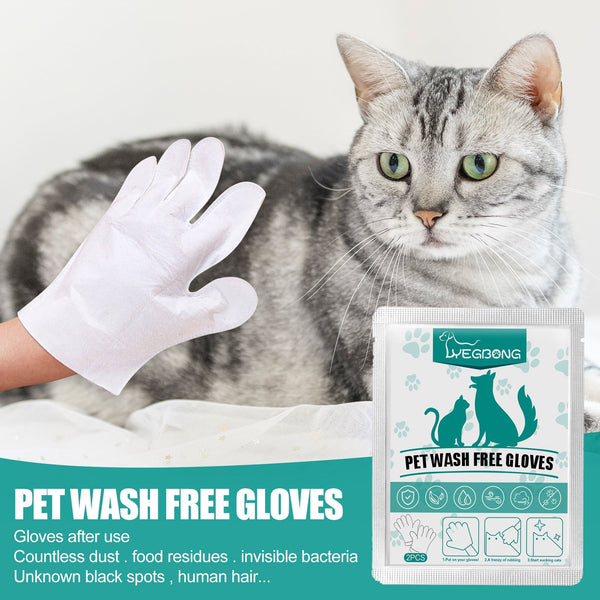 HKM-5386301 Pet Wash-Free Disposable Gloves for Dogs and Cats ¨C 2-Pack