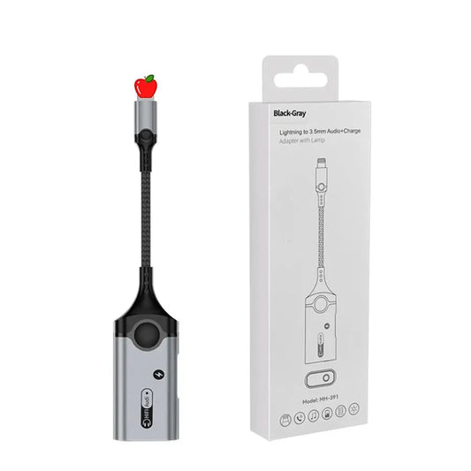 HKM-538643 Dual 2 in 1 Audio and Charging Adapter for iPhone 11-14 – 8-Pin Metal Connector