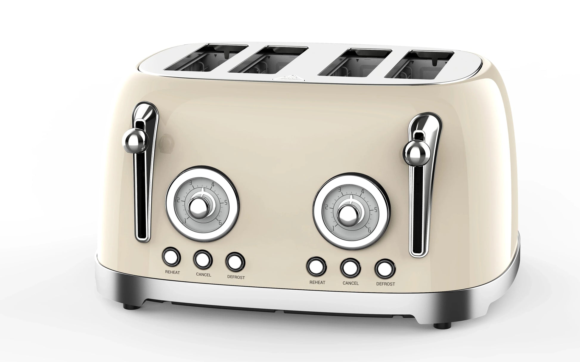 HKM-538643 Retro 4-Slice Stainless Steel Electric Toaster with Reheat Function