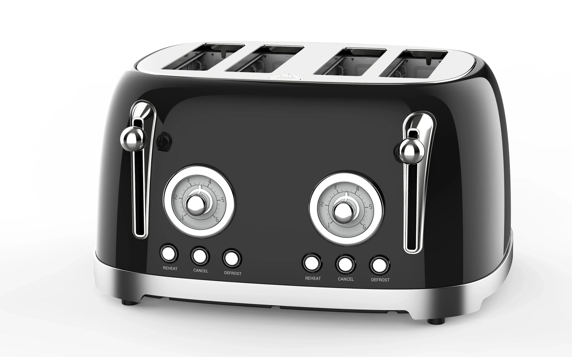 HKM-538643 Retro 4-Slice Stainless Steel Electric Toaster with Reheat Function