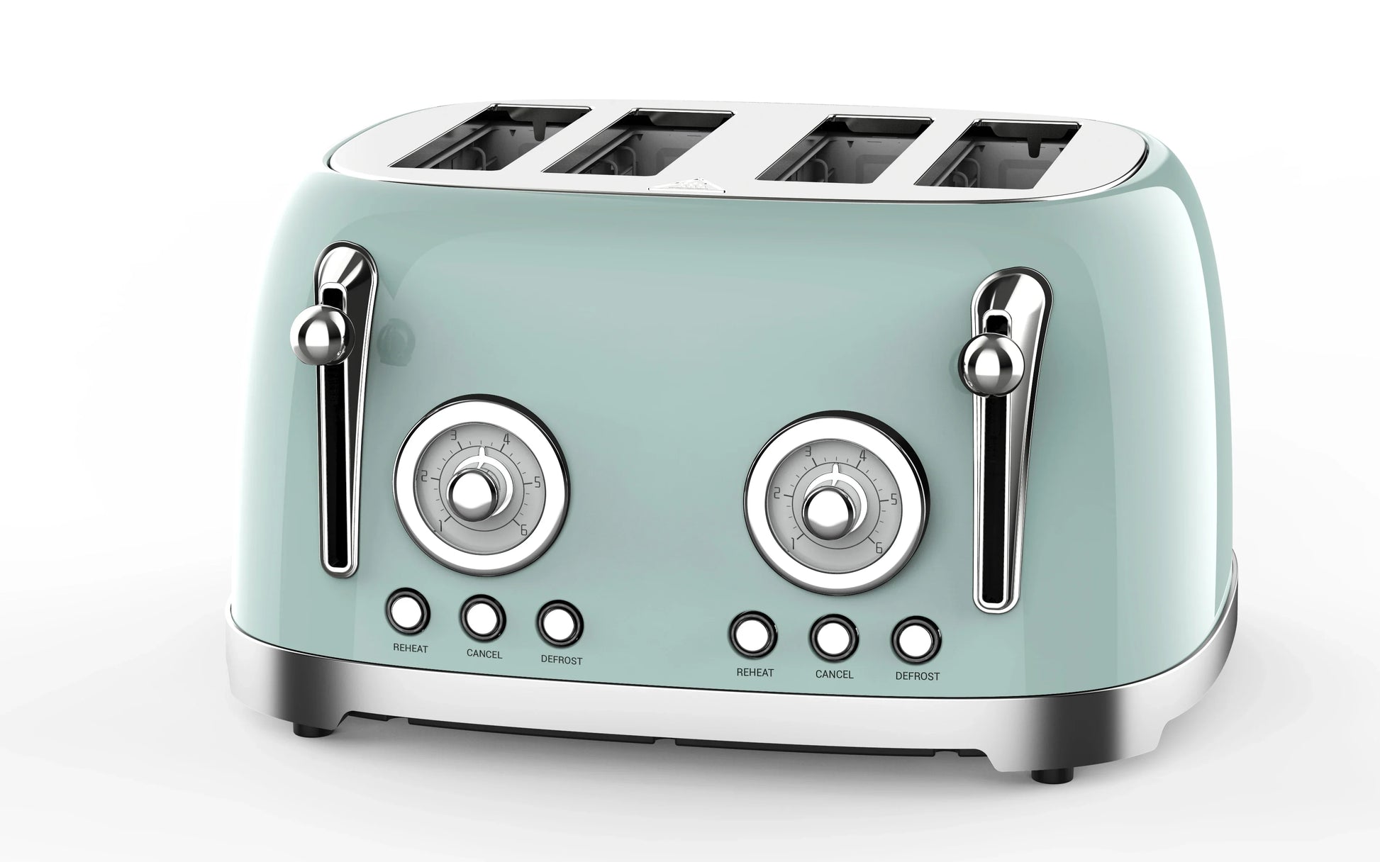 HKM-538643 Retro 4-Slice Stainless Steel Electric Toaster with Reheat Function