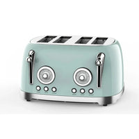 HKM-538643 Retro 4-Slice Stainless Steel Electric Toaster with Reheat Function