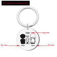 HKM-5386557 Personalized Round Stainless Steel Pet Name Keychain in Gold, Silver, and Rose Gold