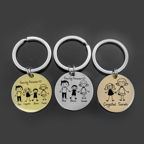 HKM-5386557 Personalized Round Stainless Steel Pet Name Keychain in Gold, Silver, and Rose Gold