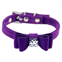 HKM-5386685 Stylish Velvet Flocking Dog Collar with Bow and Alloy Buckle, Multiple Sizes Available
