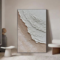 HKM-538835 Hand-Painted Abstract Ocean Waves Oil Painting on Canvas - Modern Wabi-Sabi Style Art for Home Decor