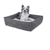 HKM-5390525 Warm Linen Square Pet Bed for Autumn and Winter - Gray, Brown, Plaid Designs in Various Sizes