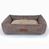 HKM-5390525 Warm Linen Square Pet Bed for Autumn and Winter - Gray, Brown, Plaid Designs in Various Sizes