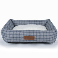 HKM-5390525 Warm Linen Square Pet Bed for Autumn and Winter - Gray, Brown, Plaid Designs in Various Sizes