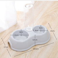 HKM-5390653 Double Bowl Plastic Pet Drinking Bottle with Companion Bowl - 500ml, Four Colors Available